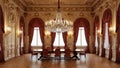 Opulent Grand Classical Interior with Crystal Chandelier Royalty Free Stock Photo