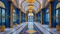 Opulent Grand Hallway with Classical and Middle Eastern Design Royalty Free Stock Photo