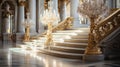 Opulent Grandeur: Intricate Decorative Patterns on a Sparkling Marble Staircase Royalty Free Stock Photo