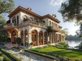 Opulent Lakeside Villa with Manicured Gardens and Outdoor Spaces