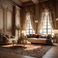 Opulent Living Room with Silk and Satin Drapes