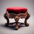 Opulent Red And Gold Victorian Velvet Foot Stool - 3d Model