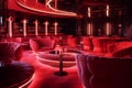 Opulent Red Lounge Luxury Nightclub and Restaurant Interior. Generative AI