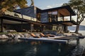 Luxurious House by The Lake with Infinity Pool and Orange Loungers