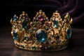 An Opulent Royal Crown Crafted From Vibrant, Colorful Jewels. Generative AI
