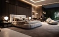 Opulent Serenity: Modern Elegance in a Luxurious Bedroom AI Royalty Free Stock Photo