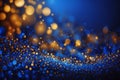 Opulent Sparkle: Rich Gold and Deep Royal Blue Glitter Background
