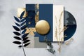 Opulent vibes of gold and deep blue, Generative AI