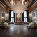 An opulent Victorian-style ballroom with sparkling crystal chandeliers and grandeur3