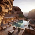 Luxurious residence in Petra, Jordan featuring a private pool. Royalty Free Stock Photo