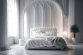Opulent white bedroom in gothic style. Luxary modern interior. AI generative Royalty Free Stock Photo