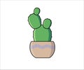 Opuntia or Bunny ears cactus vector illustration in flat style Royalty Free Stock Photo