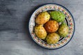 Opuntia ficus-indica, Barbary fig, cactus pear, spineless cactus, prickly pear, Indian fig opuntia on a plate for