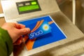 Opus Card being used to enter the metro