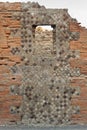 Opus reticulatum brickwork in an opus mixtum wall of Pompeii (Pompei