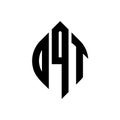 OQT circle letter logo design with circle and ellipse shape. OQT ellipse letters with typographic style. The three initials form a Royalty Free Stock Photo