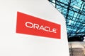 Oracle logo display in modern building interior illustrative Royalty Free Stock Photo