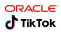 Oracle and TikTok logos, printed on paper
