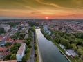 Oradea Cris River at sunset Royalty Free Stock Photo