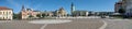 Oradea, Romania - July 12 2022: Panoramic view from the center of Oradea, Unirii Square
