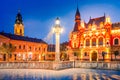 Oradea, Romania - Union Square, famous baroque downtown, historical city in Transylvania