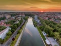 Oradea at sunset aerial view Royalty Free Stock Photo