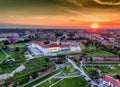 Oradea sunset over medieval fortress