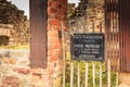 Commemorative tag on the remains in ruins of the THOMAS-RAGON ba