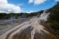 Orakei Korako Cave and Thermal Park geothermal area in New Zealand. With blue sky Royalty Free Stock Photo