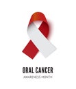 Oral cancer awareness ribbon vector illustration isolated