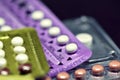 Oral contraceptive pill on black background. Royalty Free Stock Photo