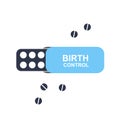 Oral Contraceptive Pills Icon, Birth Control Blister Symbol