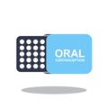 Oral Contraceptive Pills Icon, Birth Control Blister Symbol