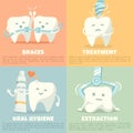 Oral hygiene banners with cute tooth