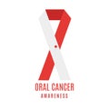 Oral mouth cancer awareness ribbon with a pin