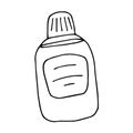 Oral rinse in doodle style. Mouthwash vector illustration isolated on white