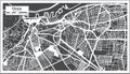 Oran Algeria City Map in Black and White Color in Retro Style.