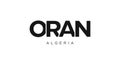 Oran in the Algeria emblem. The design features a geometric style, vector illustration with bold typography in a modern font. The