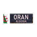 Oran road sign isolated on white background.