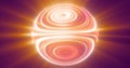 Orang fire glowing planet star in space glows with bright rays of the sun magical energy lines, shiny circle ball sphere. Abstract Royalty Free Stock Photo