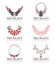 Orang and gray Necklace logo vector art set design