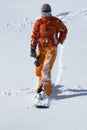 Orang snowboard girl Royalty Free Stock Photo
