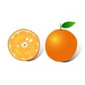 Half and full of orange on white background Royalty Free Stock Photo