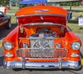 Orange 1957 Chevy Bel Air Engine Royalty Free Stock Photo