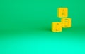 Orange ABC blocks icon isolated on green background. Alphabet cubes with letters A,B,C. Minimalism concept. 3d Royalty Free Stock Photo