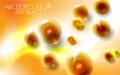 Orange abstract background with spheres. Balls composition plastic bright bubbles. Vector illustration of glossy rounded objects,