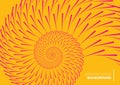 An orange abstract cover design forming a spiral pattern