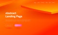 Orange Abstract Geometric Parallelepiped Shape Landing Page Background. Trendy Minimalistic Motion Gradient Pattern