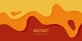 Orange abstract paper art slime background. Banner with slime abstract background with yellow and orange paper cut waves