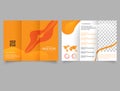 Orange abstract trifold brochure. Flyer for printing. Presentation graph